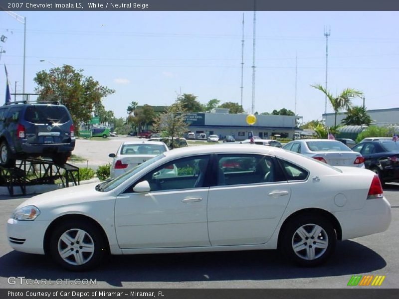 White / Neutral Beige 2007 Chevrolet Impala LS