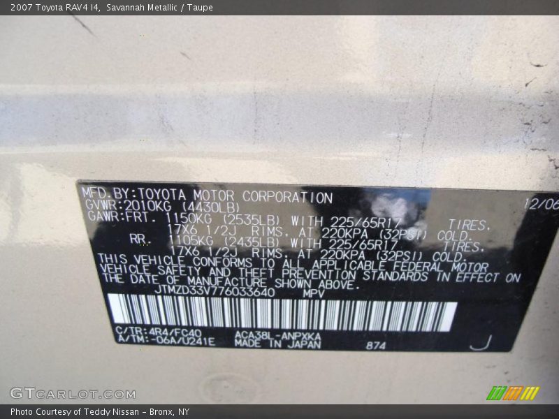 Savannah Metallic / Taupe 2007 Toyota RAV4 I4