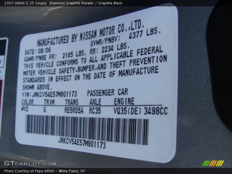 Diamond Graphite Metallic / Graphite Black 2007 Infiniti G 35 Coupe