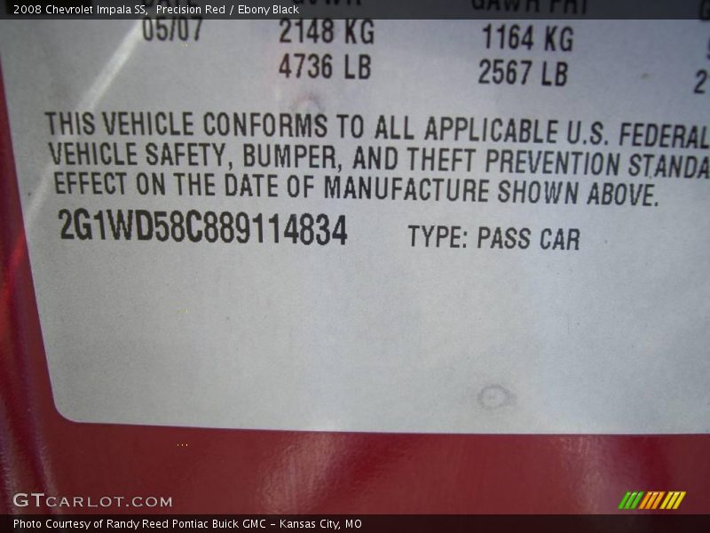 Precision Red / Ebony Black 2008 Chevrolet Impala SS