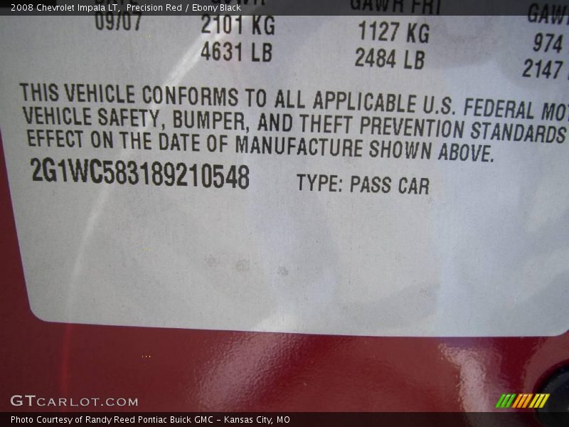 Precision Red / Ebony Black 2008 Chevrolet Impala LT