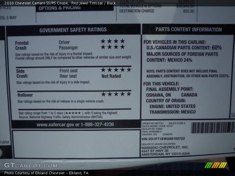 Red Jewel Tintcoat / Black 2010 Chevrolet Camaro SS/RS Coupe