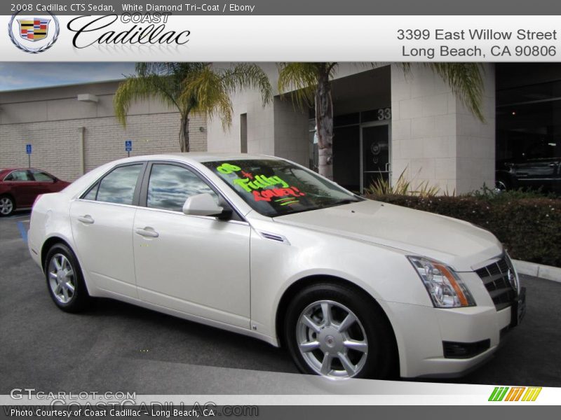 White Diamond Tri-Coat / Ebony 2008 Cadillac CTS Sedan