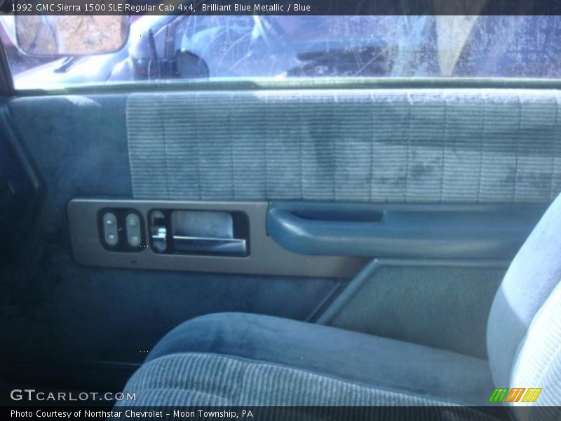 Brilliant Blue Metallic / Blue 1992 GMC Sierra 1500 SLE Regular Cab 4x4