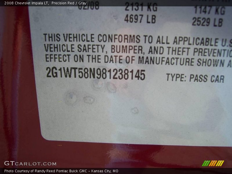 Precision Red / Gray 2008 Chevrolet Impala LT