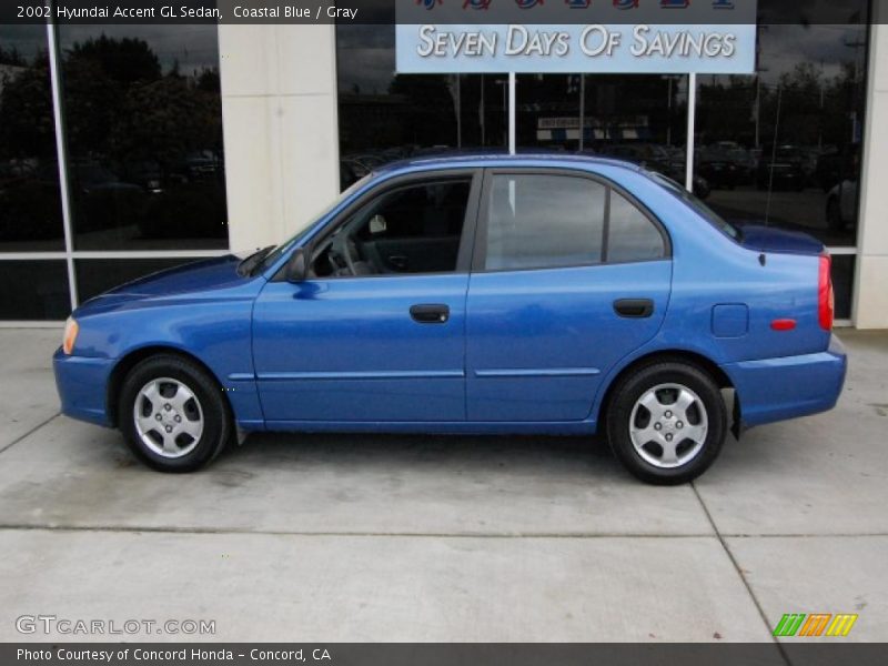 Coastal Blue / Gray 2002 Hyundai Accent GL Sedan