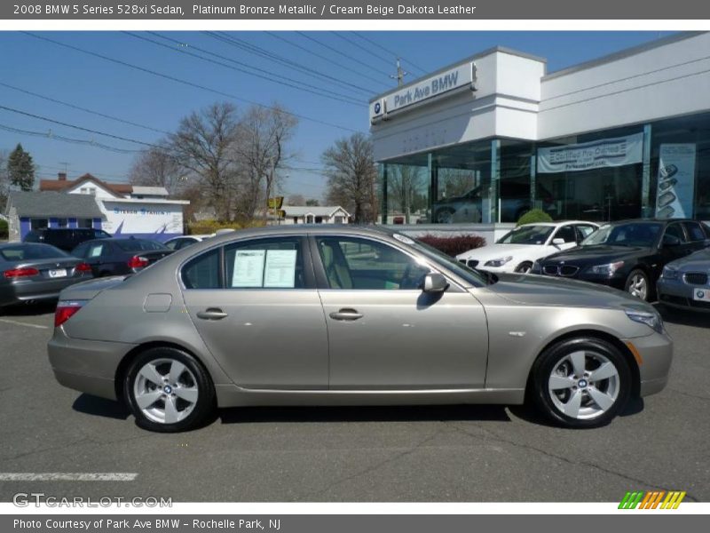 Platinum Bronze Metallic / Cream Beige Dakota Leather 2008 BMW 5 Series 528xi Sedan