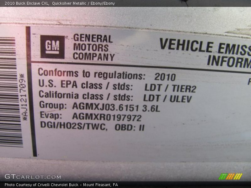 Quicksilver Metallic / Ebony/Ebony 2010 Buick Enclave CXL