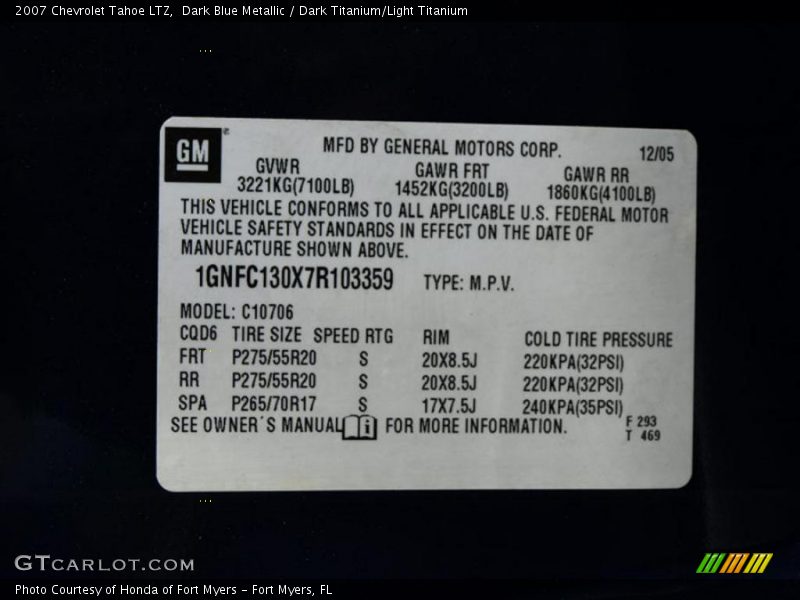 Dark Blue Metallic / Dark Titanium/Light Titanium 2007 Chevrolet Tahoe LTZ