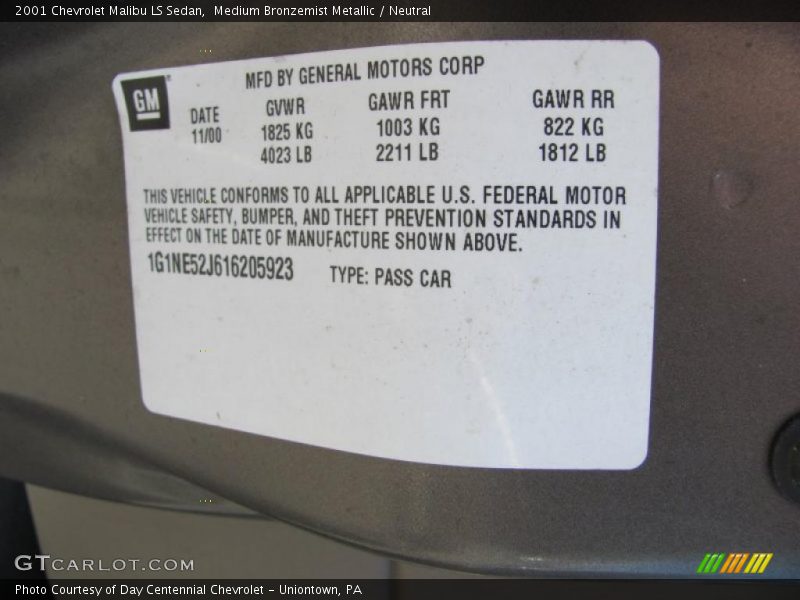 Medium Bronzemist Metallic / Neutral 2001 Chevrolet Malibu LS Sedan