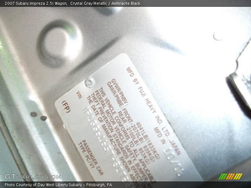 Crystal Gray Metallic / Anthracite Black 2007 Subaru Impreza 2.5i Wagon