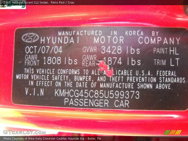 Retro Red / Gray 2005 Hyundai Accent GLS Sedan