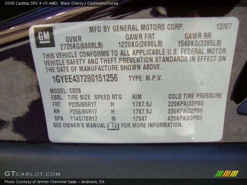 Black Cherry / Cashmere/Cocoa 2008 Cadillac SRX 4 V6 AWD
