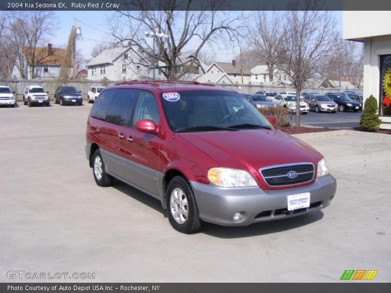 Ruby Red / Gray 2004 Kia Sedona EX