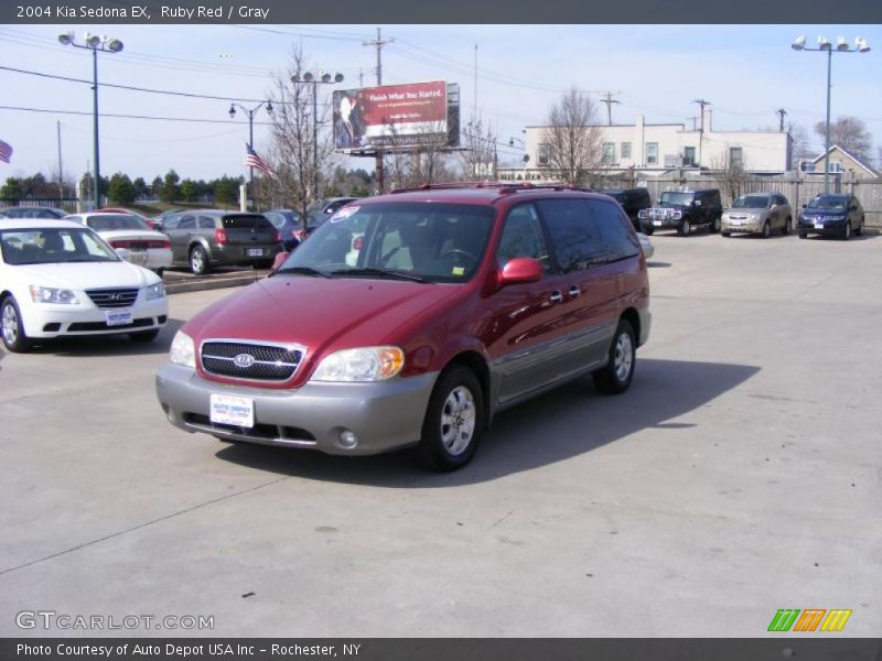 Ruby Red / Gray 2004 Kia Sedona EX