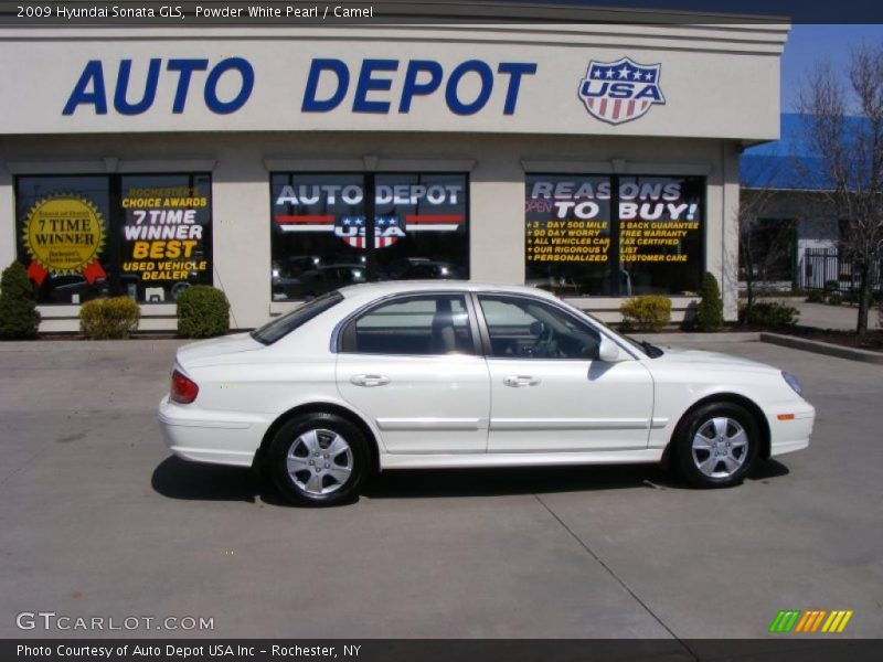 Powder White Pearl / Camel 2009 Hyundai Sonata GLS