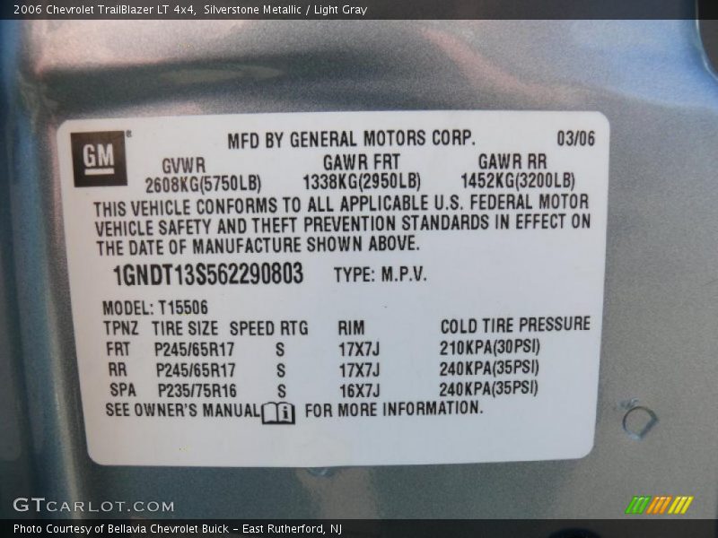 Silverstone Metallic / Light Gray 2006 Chevrolet TrailBlazer LT 4x4