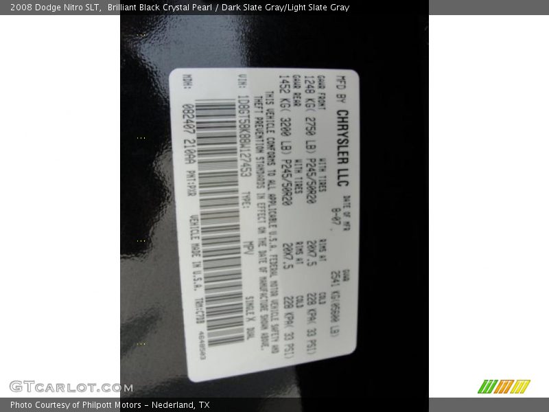 Brilliant Black Crystal Pearl / Dark Slate Gray/Light Slate Gray 2008 Dodge Nitro SLT