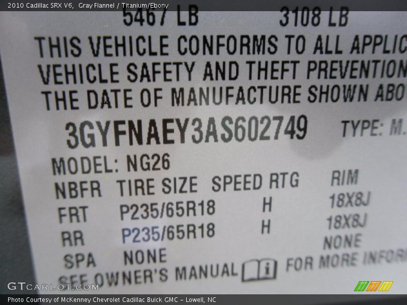 Gray Flannel / Titanium/Ebony 2010 Cadillac SRX V6
