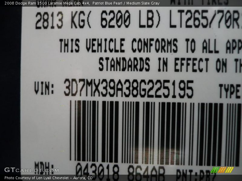 Patriot Blue Pearl / Medium Slate Gray 2008 Dodge Ram 3500 Laramie Mega Cab 4x4