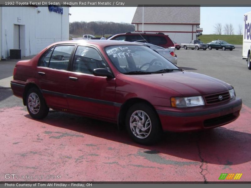 Medium Red Pearl Metallic / Gray 1992 Toyota Tercel DX Sedan