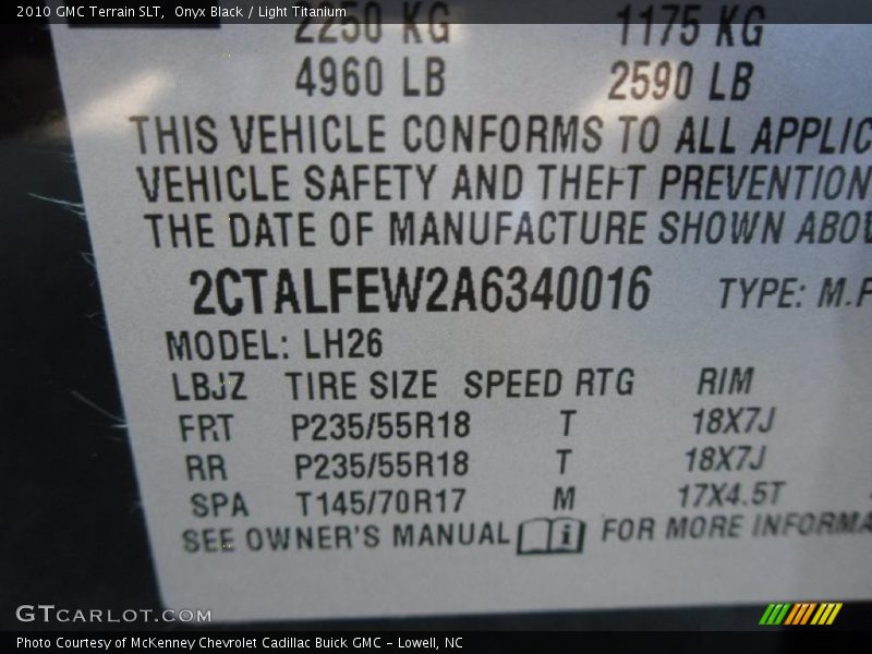 Onyx Black / Light Titanium 2010 GMC Terrain SLT