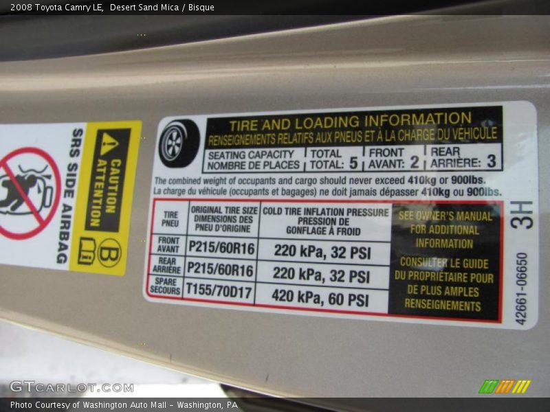 Desert Sand Mica / Bisque 2008 Toyota Camry LE