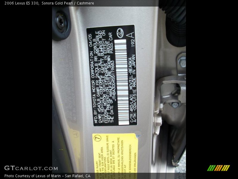 Sonora Gold Pearl / Cashmere 2006 Lexus ES 330