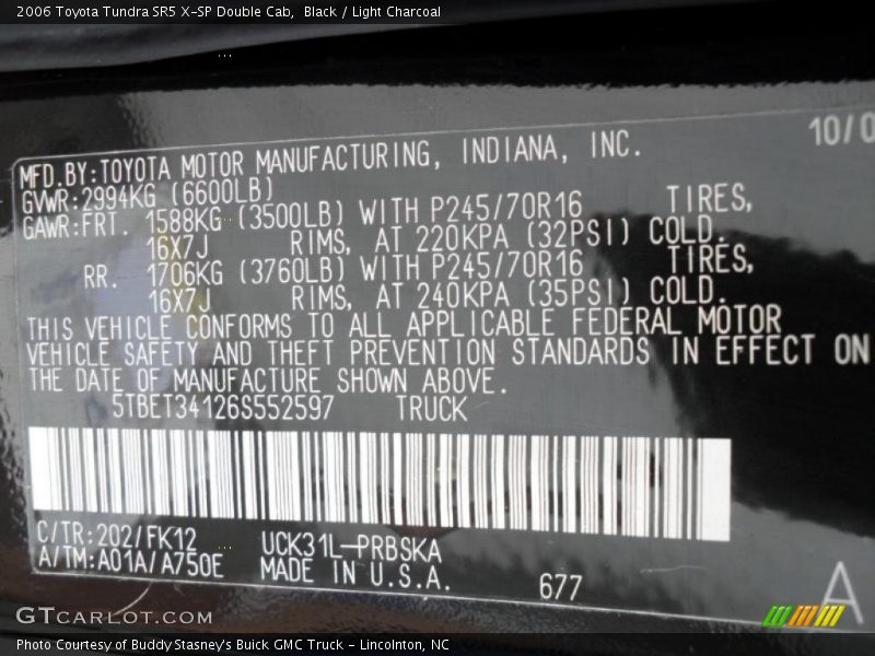 Black / Light Charcoal 2006 Toyota Tundra SR5 X-SP Double Cab