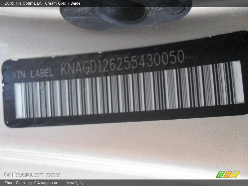 Cream Gold / Beige 2005 Kia Optima LX