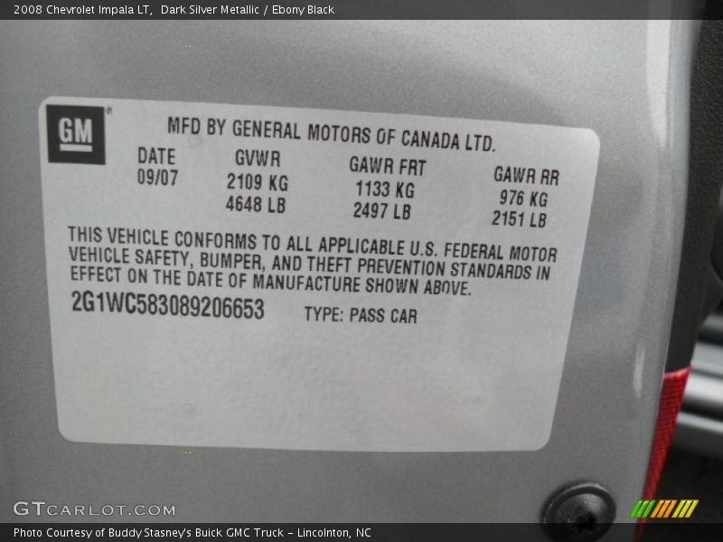 Dark Silver Metallic / Ebony Black 2008 Chevrolet Impala LT