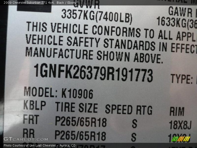 Black / Ebony 2009 Chevrolet Suburban Z71 4x4