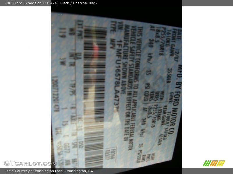 Black / Charcoal Black 2008 Ford Expedition XLT 4x4