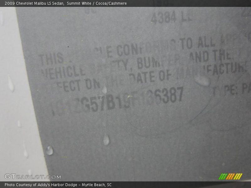 Summit White / Cocoa/Cashmere 2009 Chevrolet Malibu LS Sedan