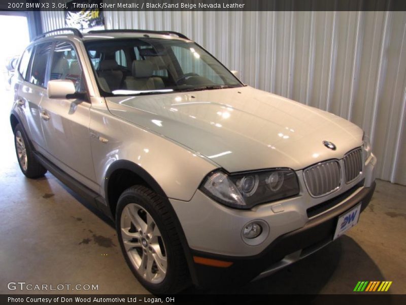 Titanium Silver Metallic / Black/Sand Beige Nevada Leather 2007 BMW X3 3.0si