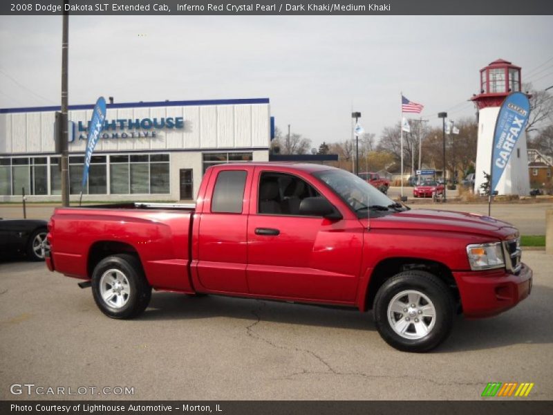 Inferno Red Crystal Pearl / Dark Khaki/Medium Khaki 2008 Dodge Dakota SLT Extended Cab
