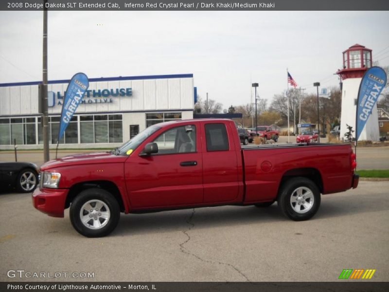 Inferno Red Crystal Pearl / Dark Khaki/Medium Khaki 2008 Dodge Dakota SLT Extended Cab