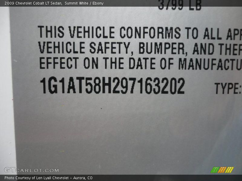 Summit White / Ebony 2009 Chevrolet Cobalt LT Sedan