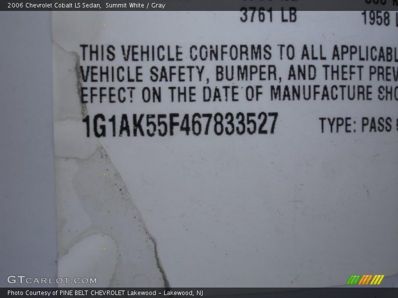 Summit White / Gray 2006 Chevrolet Cobalt LS Sedan