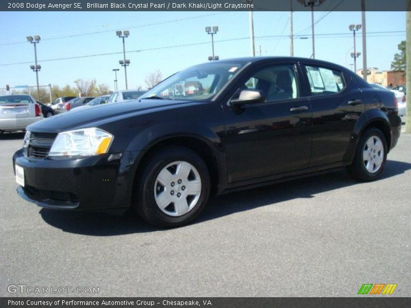 Brilliant Black Crystal Pearl / Dark Khaki/Light Graystone 2008 Dodge Avenger SE
