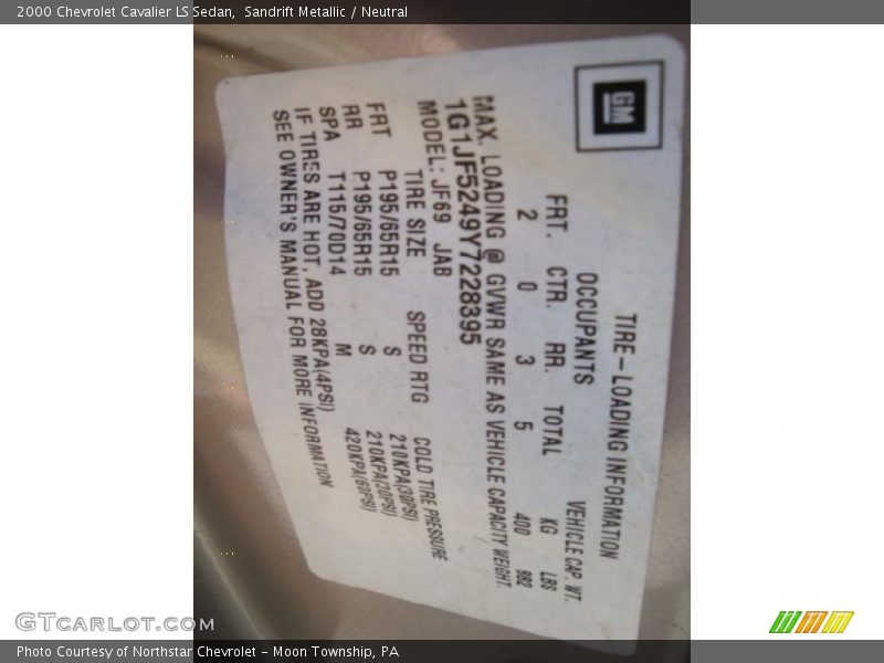 Sandrift Metallic / Neutral 2000 Chevrolet Cavalier LS Sedan