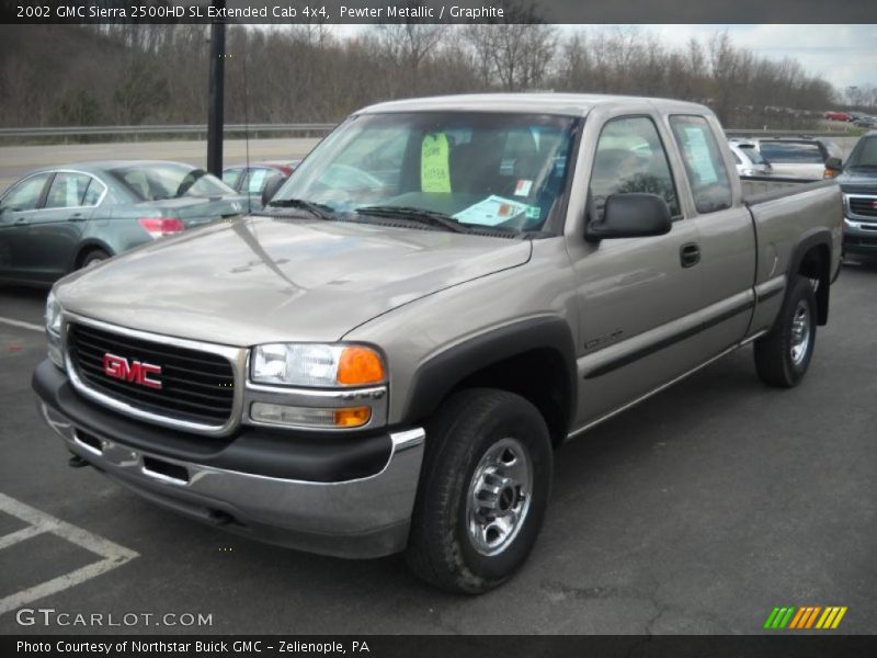Pewter Metallic / Graphite 2002 GMC Sierra 2500HD SL Extended Cab 4x4