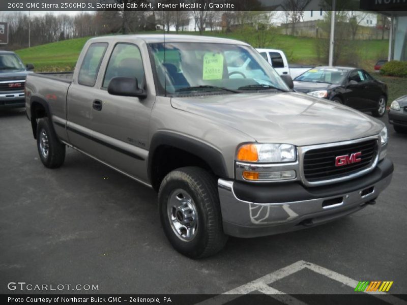 Pewter Metallic / Graphite 2002 GMC Sierra 2500HD SL Extended Cab 4x4