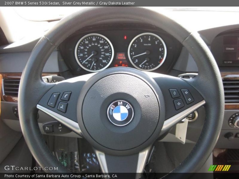 Silver Grey Metallic / Gray Dakota Leather 2007 BMW 5 Series 530i Sedan