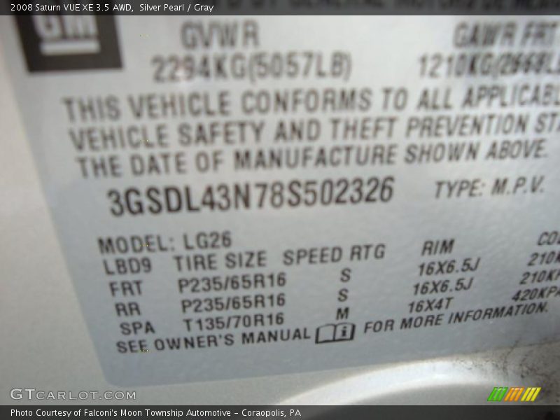 Silver Pearl / Gray 2008 Saturn VUE XE 3.5 AWD