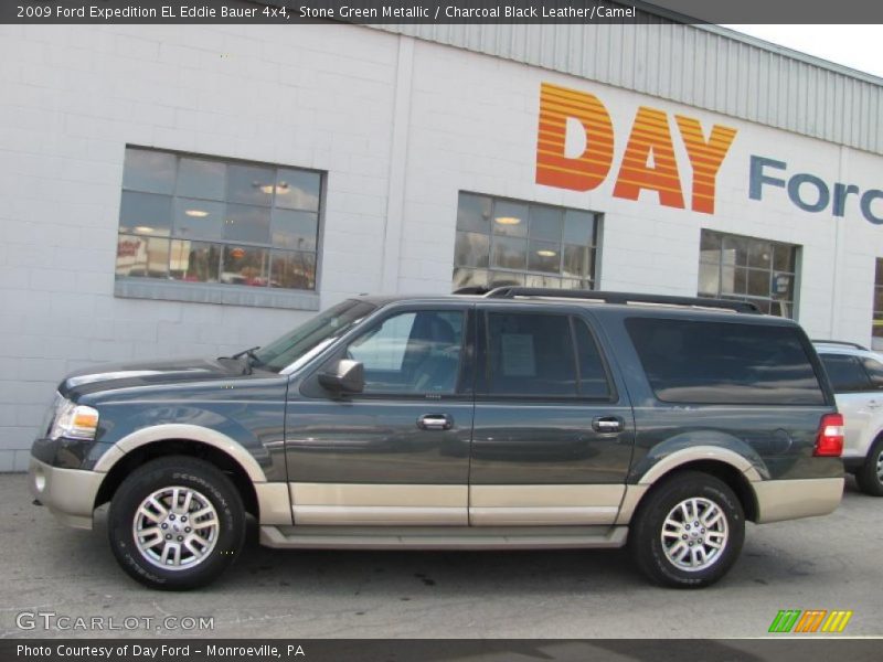 Stone Green Metallic / Charcoal Black Leather/Camel 2009 Ford Expedition EL Eddie Bauer 4x4
