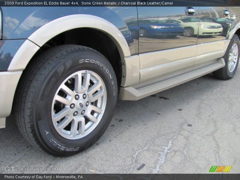 Stone Green Metallic / Charcoal Black Leather/Camel 2009 Ford Expedition EL Eddie Bauer 4x4