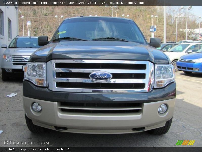 Stone Green Metallic / Charcoal Black Leather/Camel 2009 Ford Expedition EL Eddie Bauer 4x4