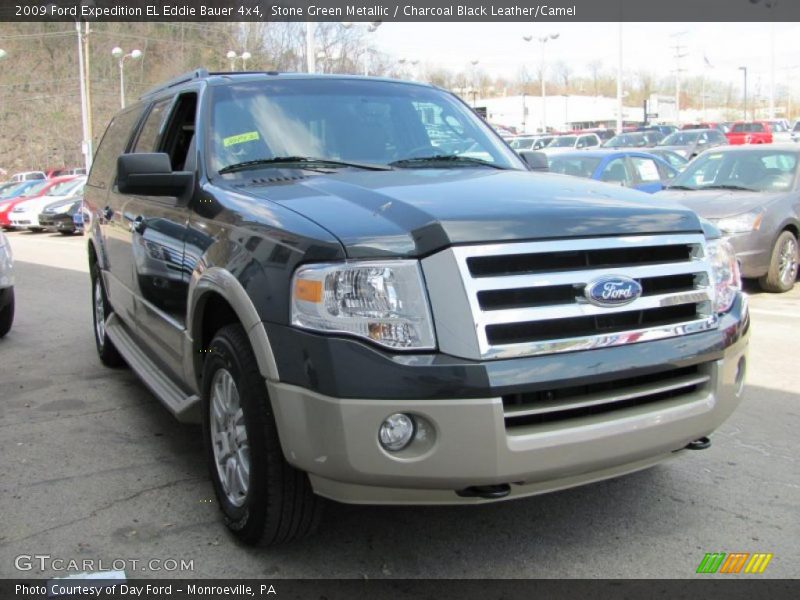 Stone Green Metallic / Charcoal Black Leather/Camel 2009 Ford Expedition EL Eddie Bauer 4x4