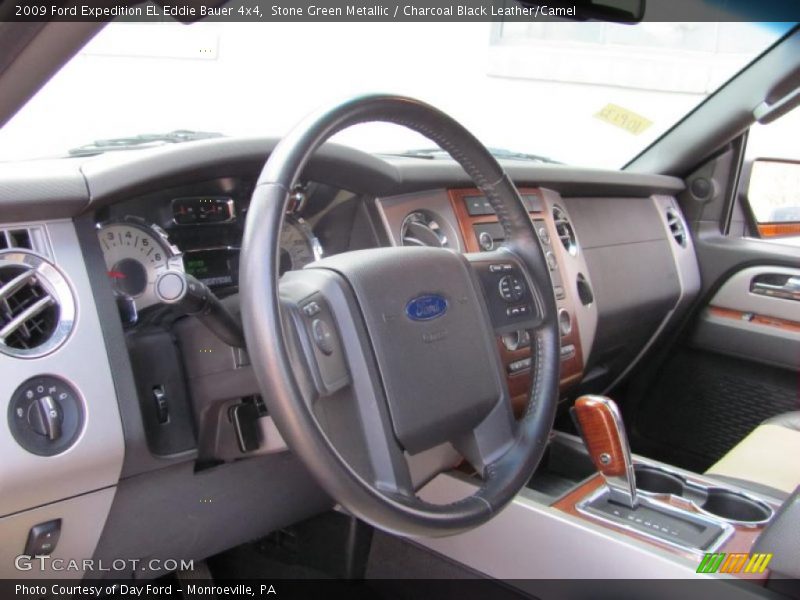 Stone Green Metallic / Charcoal Black Leather/Camel 2009 Ford Expedition EL Eddie Bauer 4x4